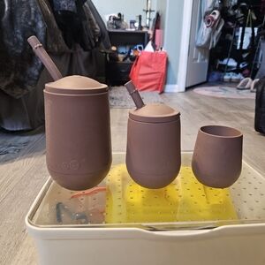 EzPz Mauve Silicone Cup Set with Straws